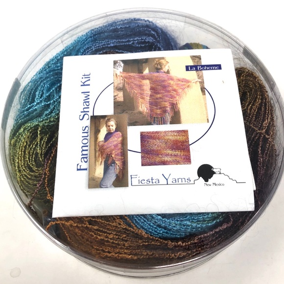 FIESTA YARNS knitting yarn shawl kit NWOT
